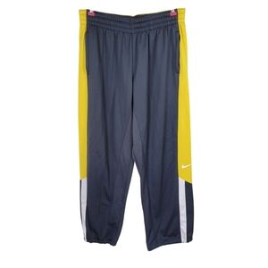 Nike Therma Fit Track Pants Men Size XXL Gray Yellow Bungee Cuff Fleece Lined